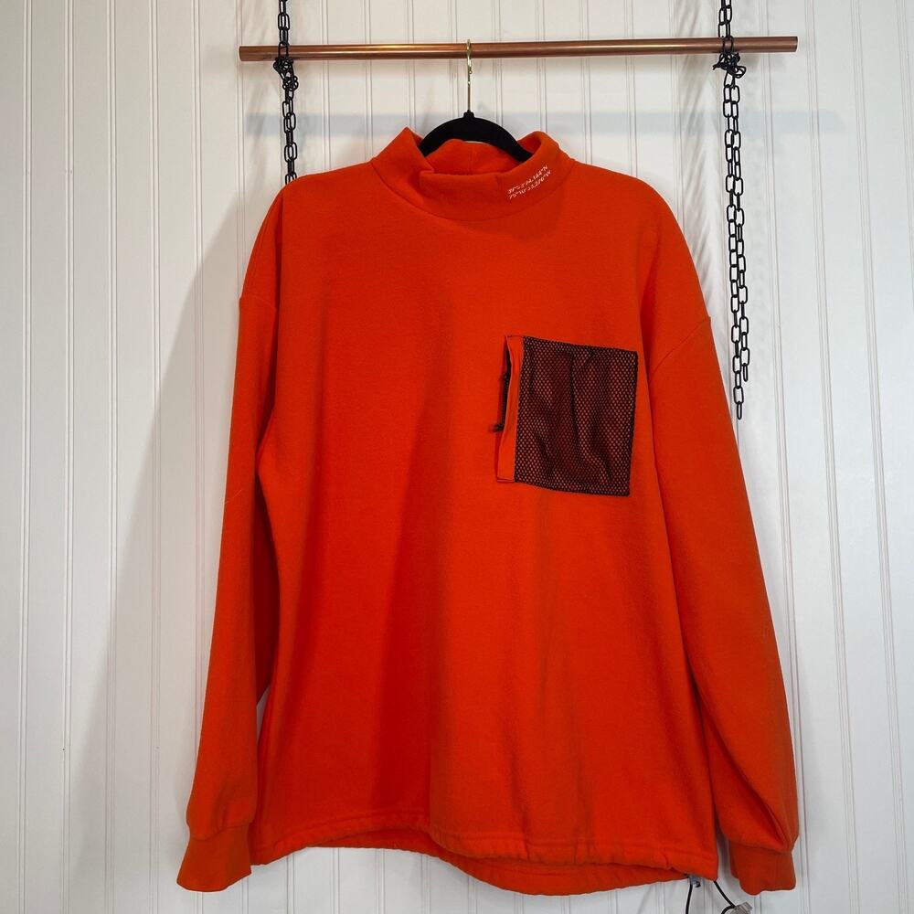 Urban Outfitters Fleece Sweatshirt Men Orange Excellent Mesh Pocket Size M